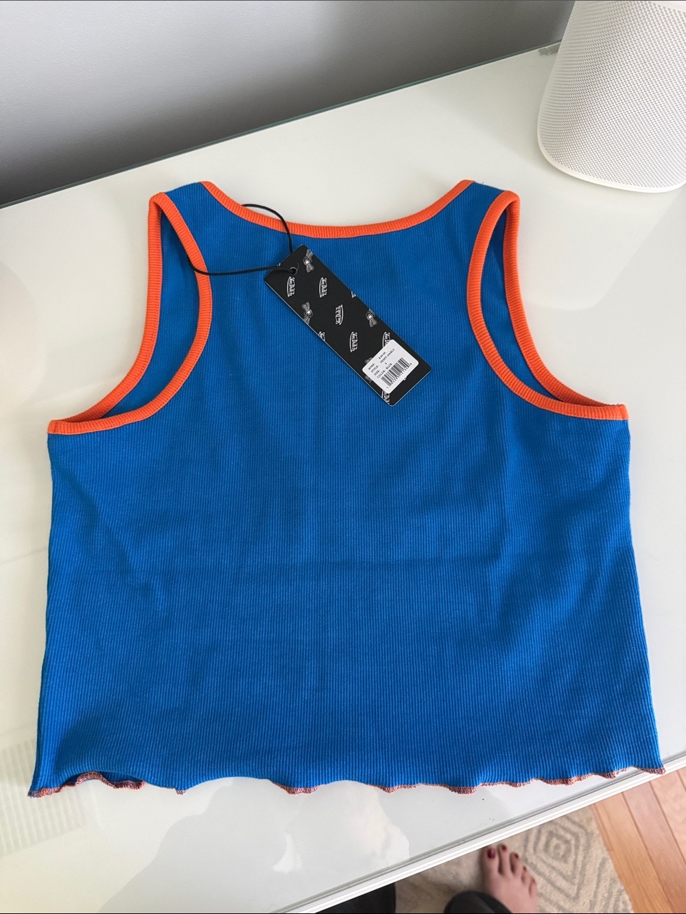 Von Dutch Blue Tank with Orange Logo & Trim - Picture 2 of 2